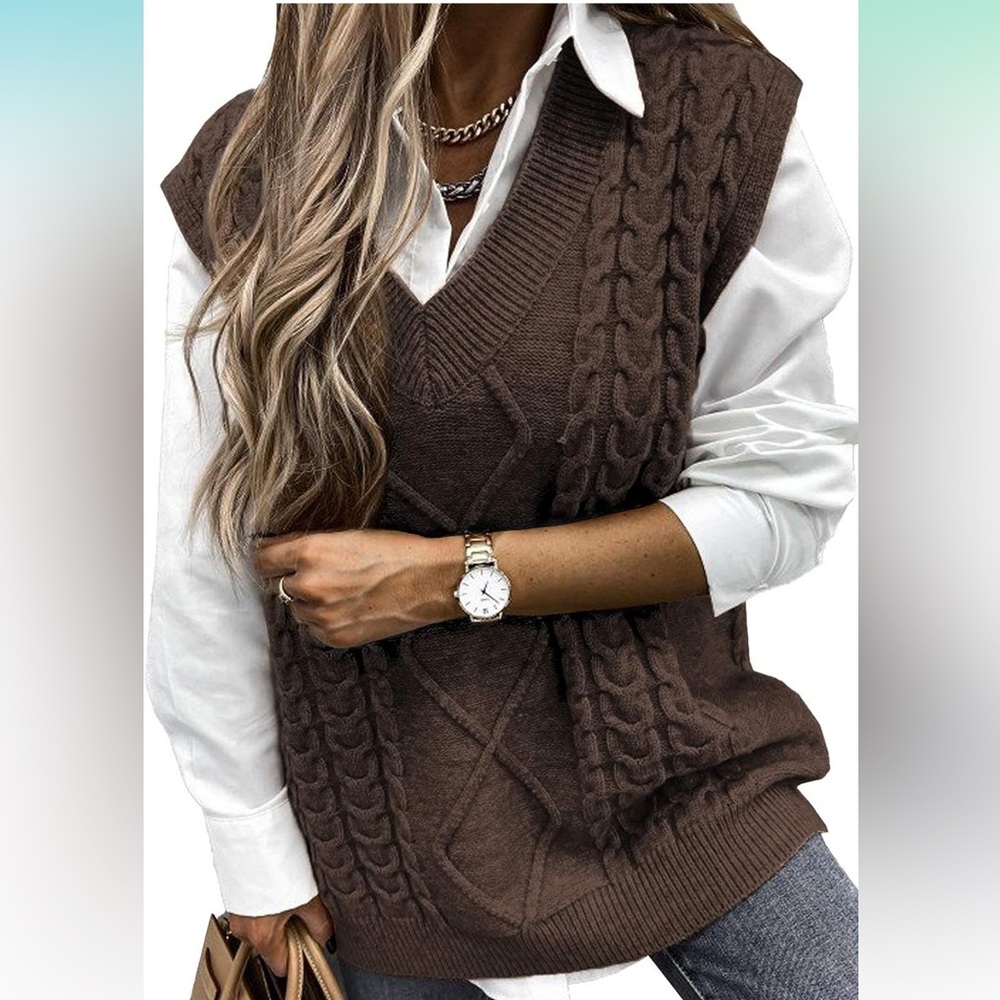 Oversized Sweater Vest for Women Sleeveless Solid Color Loose Pullover Sweater